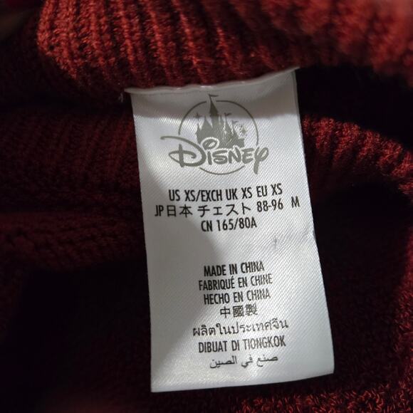 Disney Parks Mickey Mouse Cable Knit Sweater Red Pullover Textured Crew Neck XS - Picture 7 of 14